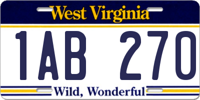 WV license plate 1AB270