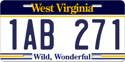 WV license plate 1AB271