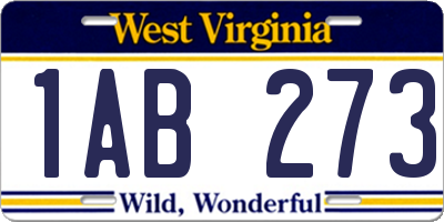 WV license plate 1AB273