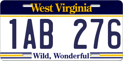 WV license plate 1AB276