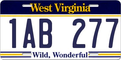WV license plate 1AB277
