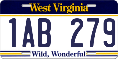 WV license plate 1AB279
