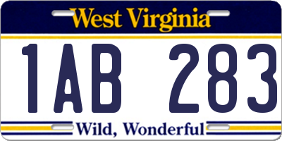 WV license plate 1AB283