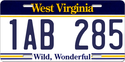 WV license plate 1AB285