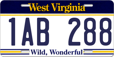 WV license plate 1AB288