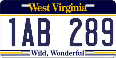 WV license plate 1AB289