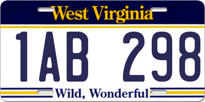 WV license plate 1AB298