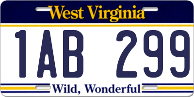 WV license plate 1AB299