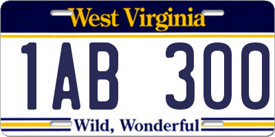 WV license plate 1AB300
