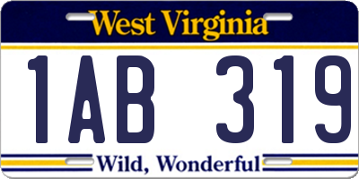 WV license plate 1AB319