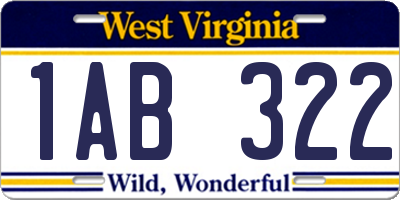 WV license plate 1AB322