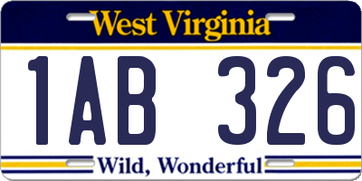 WV license plate 1AB326