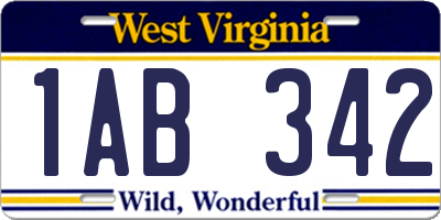 WV license plate 1AB342