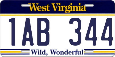 WV license plate 1AB344