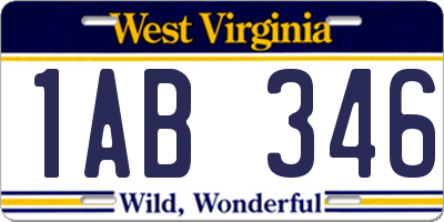 WV license plate 1AB346