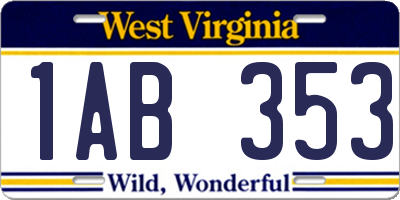 WV license plate 1AB353