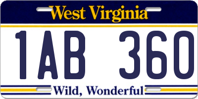 WV license plate 1AB360