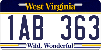 WV license plate 1AB363
