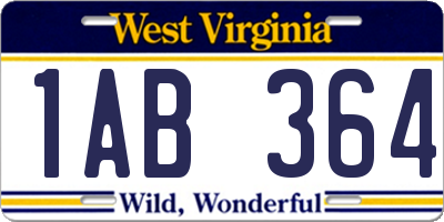 WV license plate 1AB364