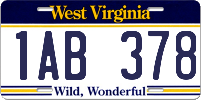 WV license plate 1AB378