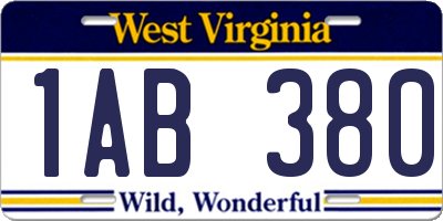WV license plate 1AB380