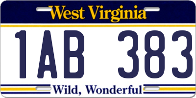 WV license plate 1AB383