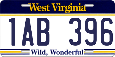 WV license plate 1AB396