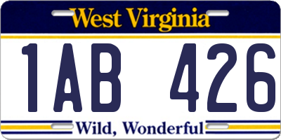 WV license plate 1AB426