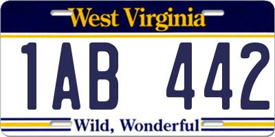 WV license plate 1AB442
