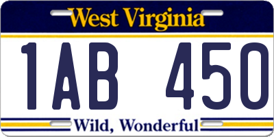 WV license plate 1AB450