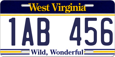 WV license plate 1AB456
