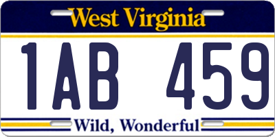 WV license plate 1AB459