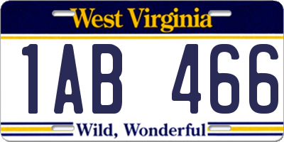 WV license plate 1AB466