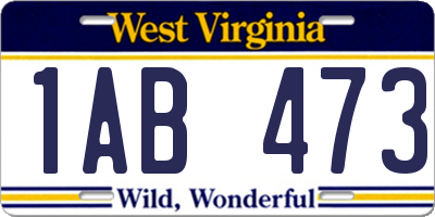 WV license plate 1AB473