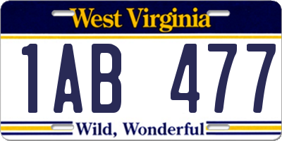 WV license plate 1AB477