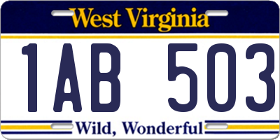 WV license plate 1AB503