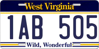 WV license plate 1AB505