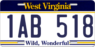 WV license plate 1AB518