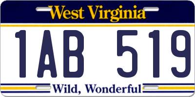WV license plate 1AB519