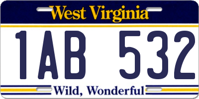 WV license plate 1AB532