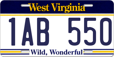 WV license plate 1AB550