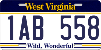WV license plate 1AB558