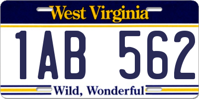 WV license plate 1AB562