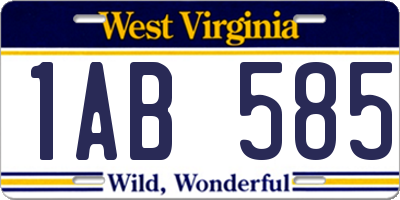 WV license plate 1AB585