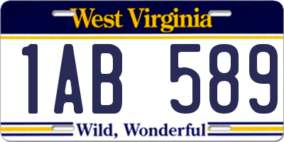 WV license plate 1AB589