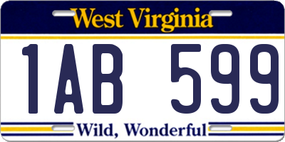 WV license plate 1AB599