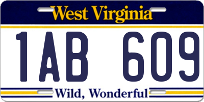 WV license plate 1AB609