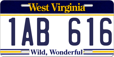 WV license plate 1AB616