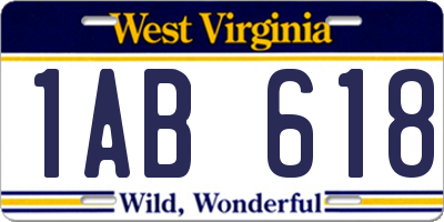 WV license plate 1AB618