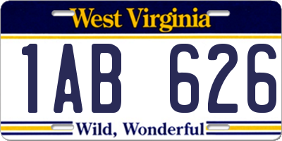 WV license plate 1AB626